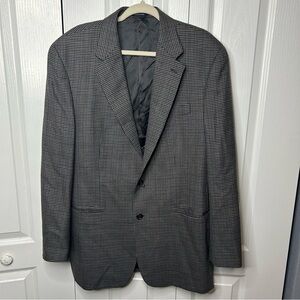 Ralph Lauren Blue Label 44L Wool Two Button Suit Sport Jacket Blue Houndstooth